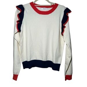 Avara Women's Cream and Red Ruffle Sweatshirt